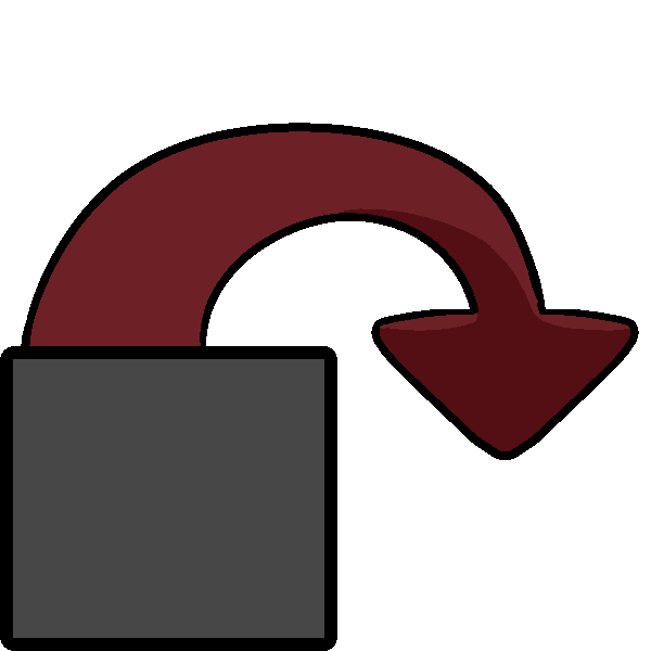 A gray square with an arcing arrow going out.